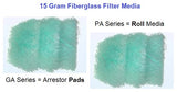 15 Gram Fiberglass Exhaust Filters - PADS & ROLLS