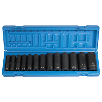 Grey Pneumatic 13 Pc 1/2" Drive Deep Length SAE Impact Socket Set  GP1312D