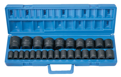 Grey Pneumatic 26 Pc 1/2" Drive Standard Length Metric Impact Socket Set  GP1326M