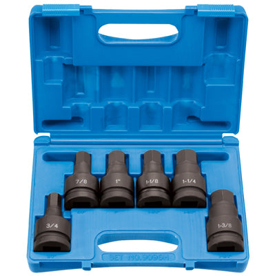 Grey Pneumatic 6 Pc 1" Drive Std Length Hex Metric Impact Driver Set  GP9096H