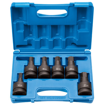 Grey Pneumatic 6 Pc 1" Drive Std Length Hex Metric Impact Driver Set  GP9196MH