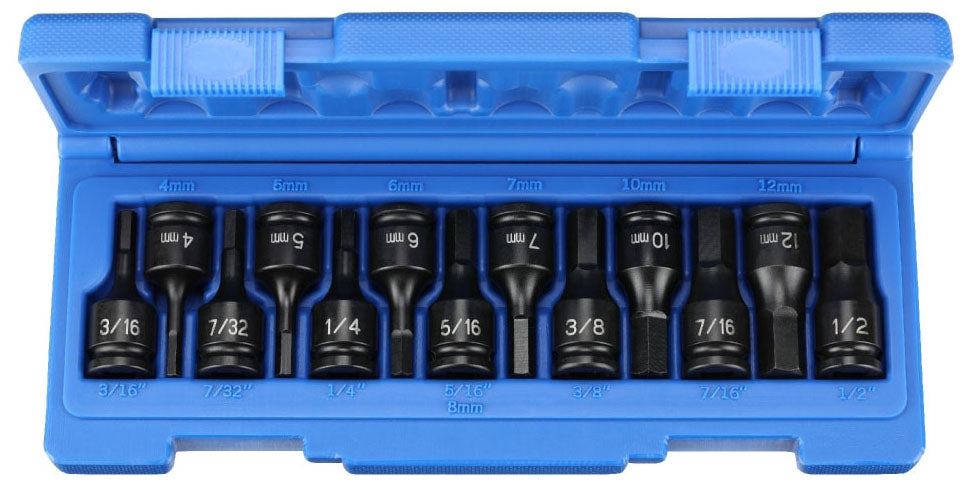 Grey Pneumatic 13 Piece 3/8" Hex Impact Driver Socket Set - SAE/Metric