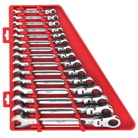 Milwaukee 15 Pc SAE Flex Head Ratcheting Combination Wrench Set - ML48-22-9413