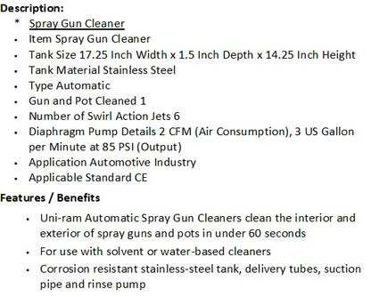 UNI-RAM 1-GUN & 1-POT ECONOMICAL PAINT GUN CLEANER - UNUG110