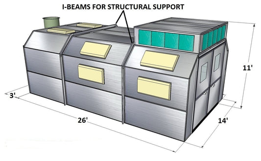 Semi Down Paint Booth w/ Air Intake Box PBSD141129B